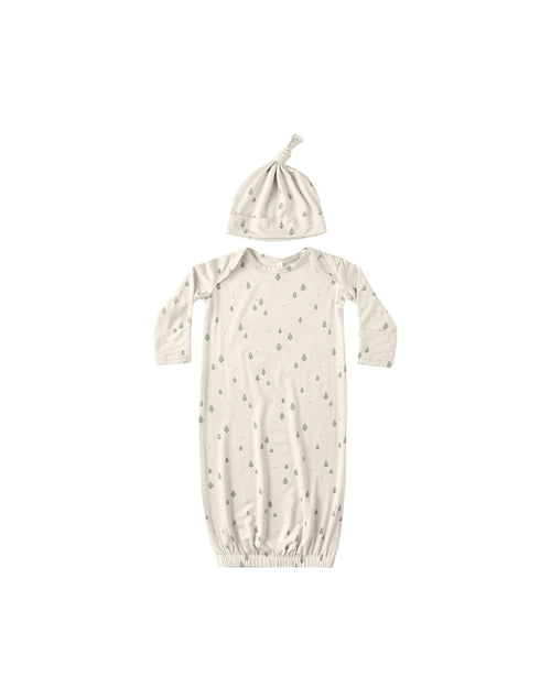 Quincy Mae Bamboo Baby Gown + Hat Set, Trees - Flying Ryno