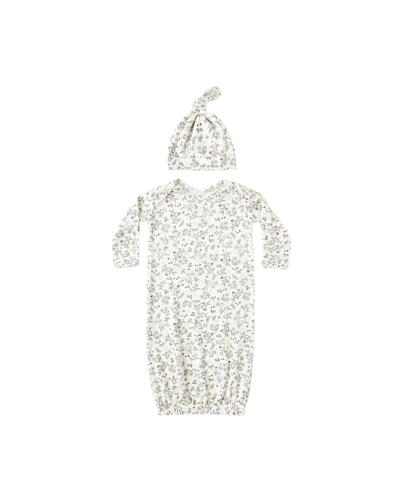 Quincy Mae Bamboo Baby Gown + Hat Set, Woodland - Flying Ryno