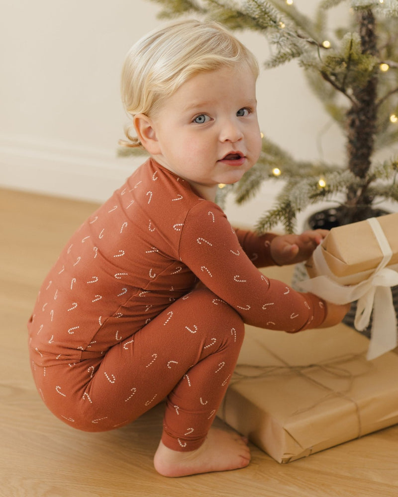 Quincy Mae Bamboo Pajama Set, Candy Canes - Flying Ryno