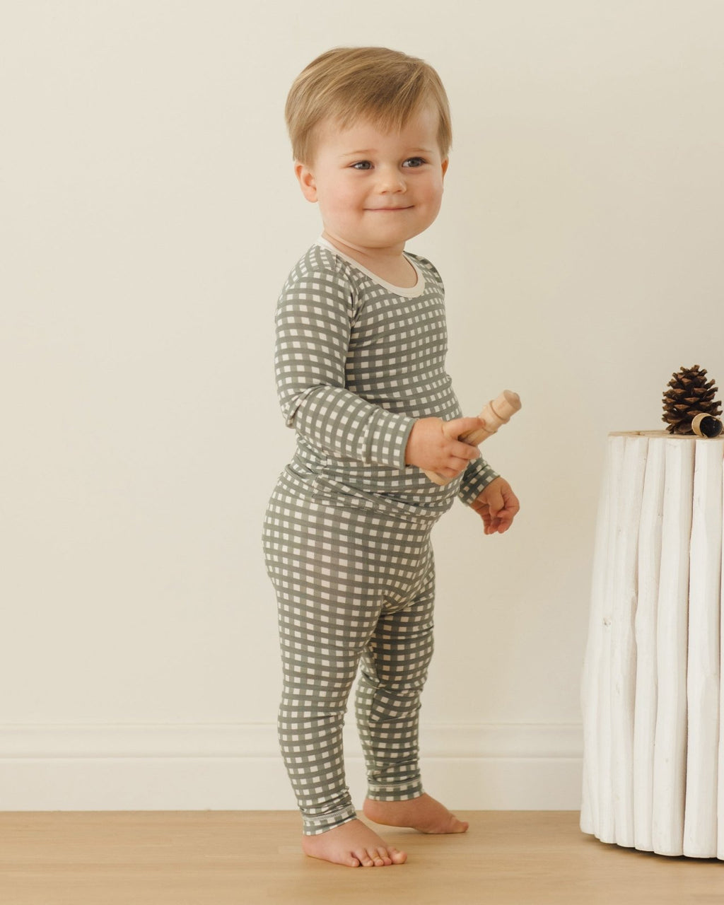 Quincy Mae Bamboo Pajama Set, Forest Check - Flying Ryno