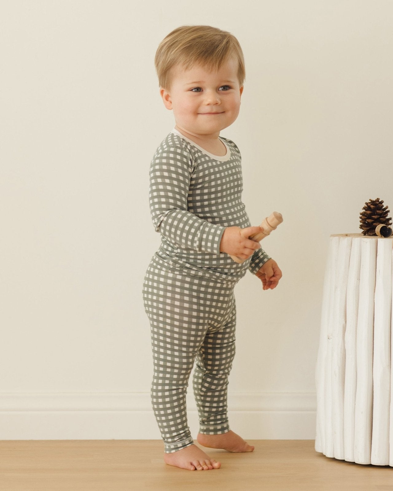 Quincy Mae Bamboo Pajama Set, Forest Check - Flying Ryno
