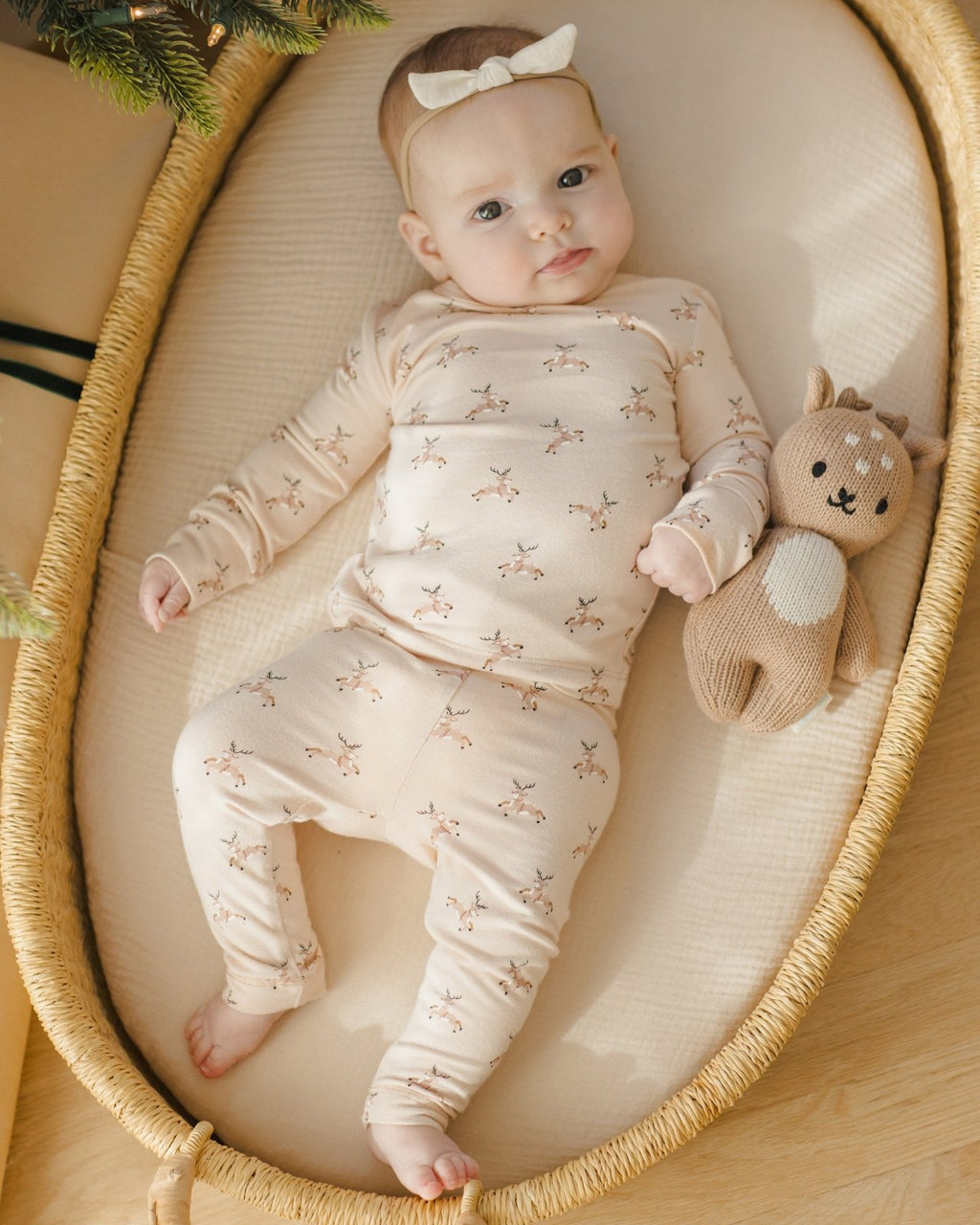 Quincy Mae Bamboo Pajama Set, Reindeer - Flying Ryno