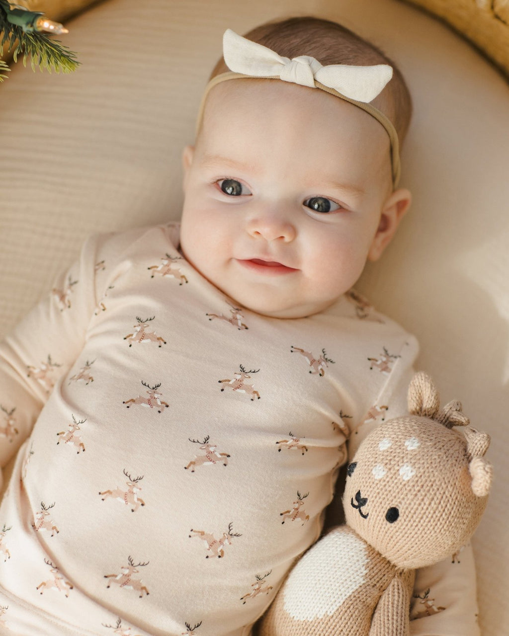 Quincy Mae Bamboo Pajama Set, Reindeer - Flying Ryno