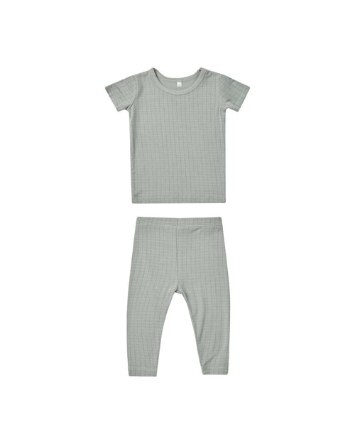 Quincy Mae Bamboo Short Sleeve Pajama Set, Grid - Flying Ryno