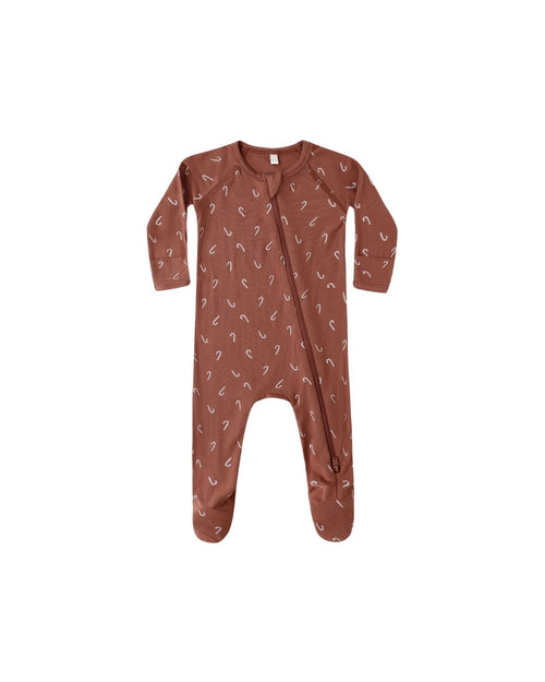 Quincy Mae Bamboo Zip Footie, Candy Canes - Flying Ryno