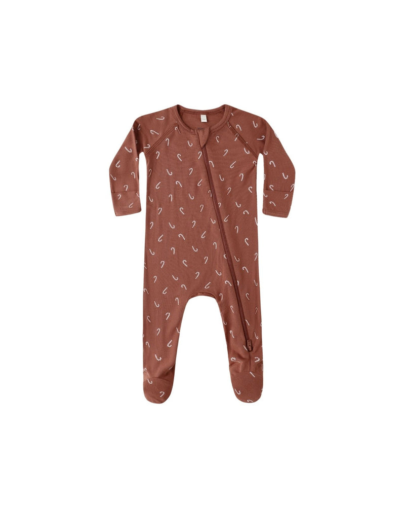 Quincy Mae Bamboo Zip Footie, Candy Canes - Flying Ryno