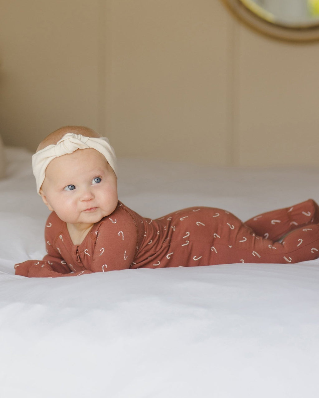 Quincy Mae Bamboo Zip Footie, Candy Canes - Flying Ryno