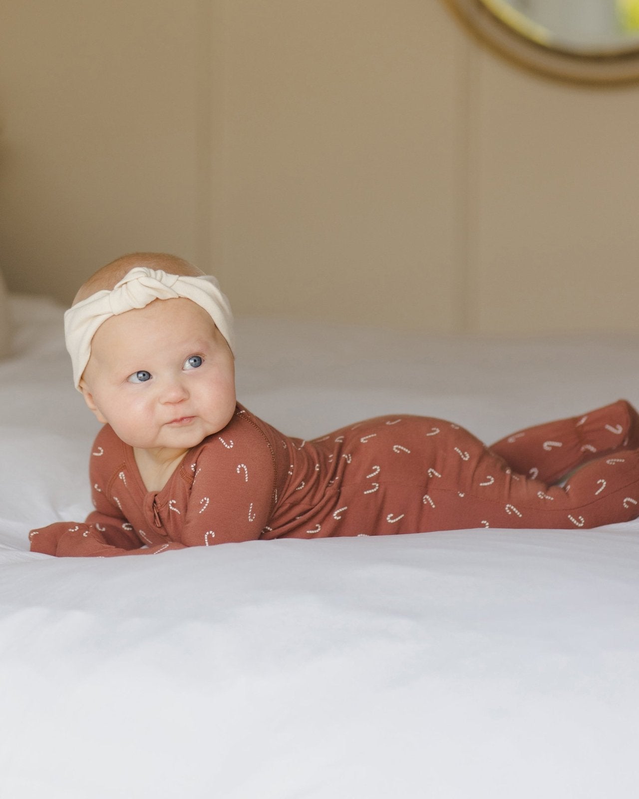 Quincy Mae Bamboo Zip Footie, Candy Canes - Flying Ryno