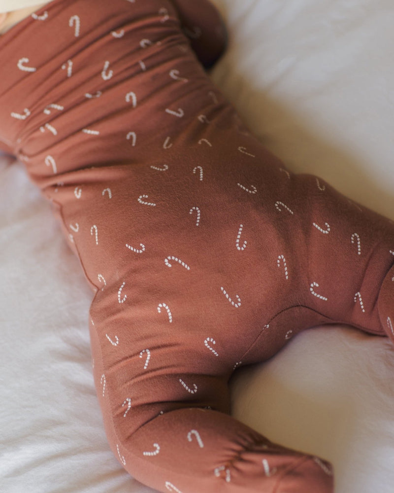 Quincy Mae Bamboo Zip Footie, Candy Canes - Flying Ryno