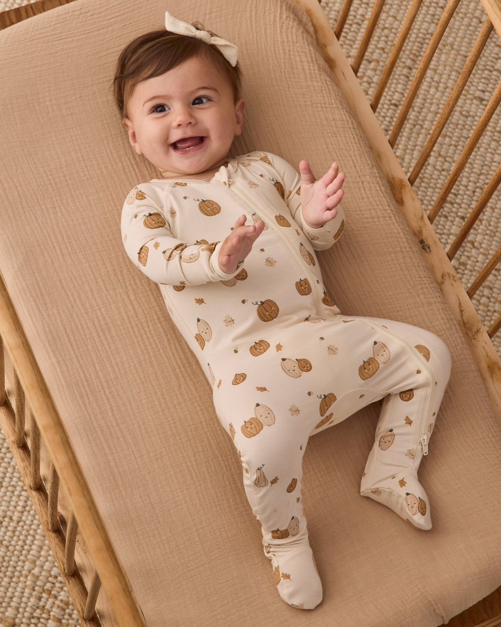 Quincy Mae Bamboo Zip Footie, Harvest Friends - Flying Ryno