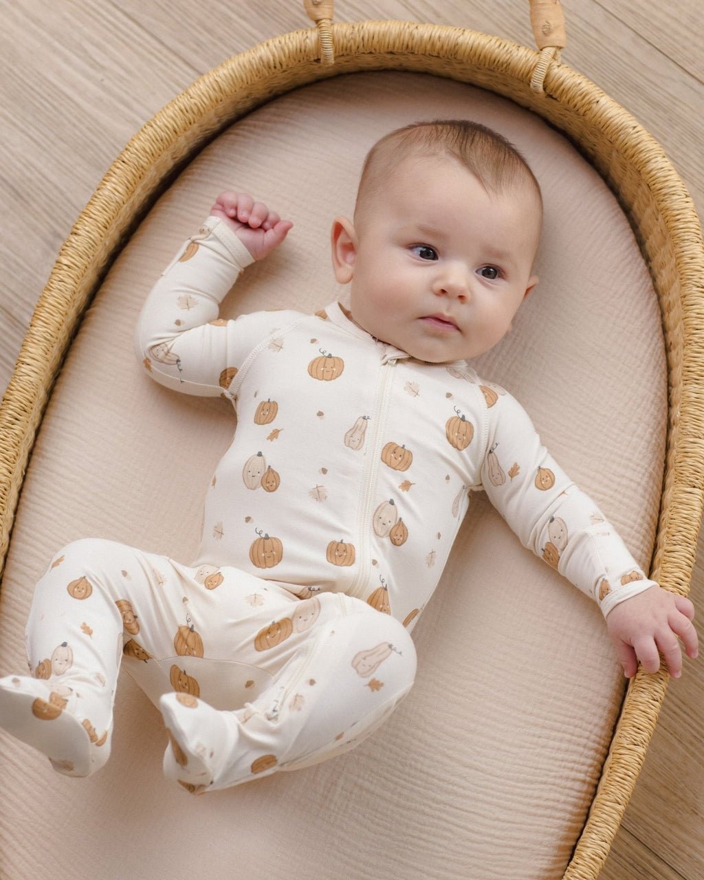 Quincy Mae Bamboo Zip Footie, Harvest Friends - Flying Ryno