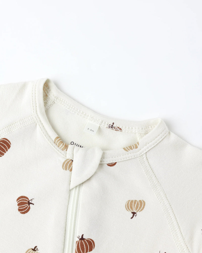 Quincy Mae Bamboo Zip Footie, Pumpkins - Flying Ryno