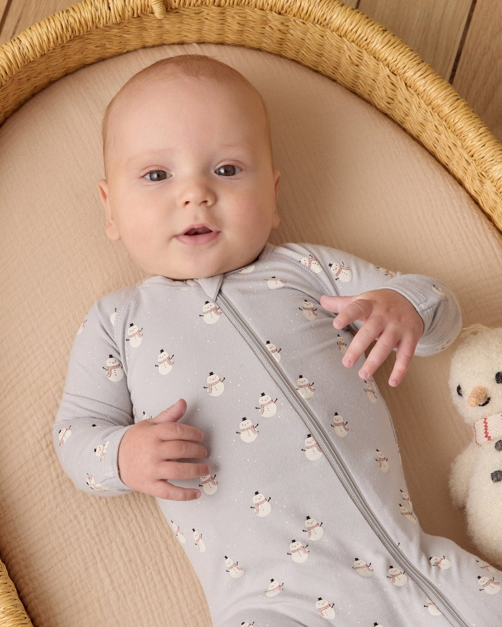 Quincy Mae Bamboo Zip Footie, Snowmen - Flying Ryno