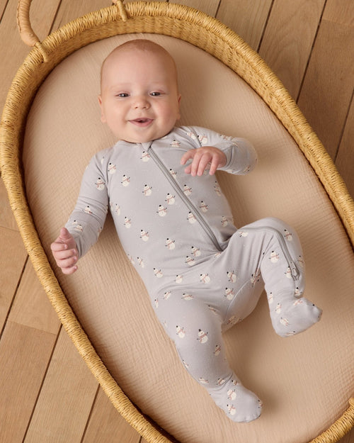 Quincy Mae Bamboo Zip Footie, Snowmen - Flying Ryno