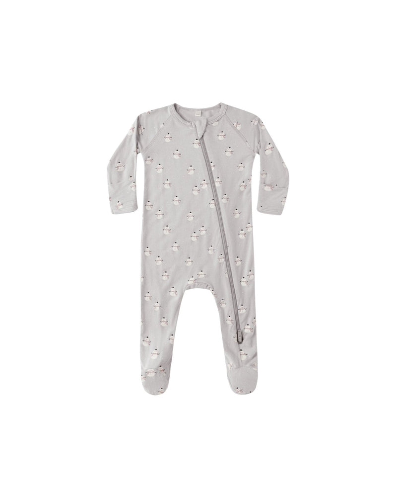Quincy Mae Bamboo Zip Footie, Snowmen - Flying Ryno