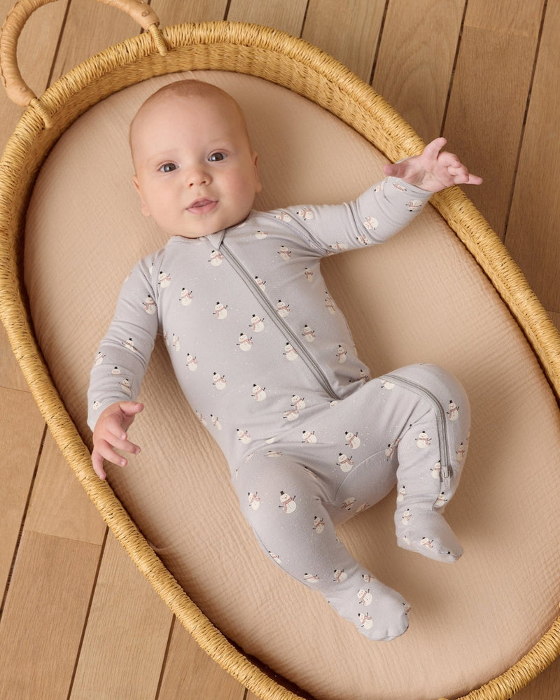 Quincy Mae Bamboo Zip Footie, Snowmen - Flying Ryno