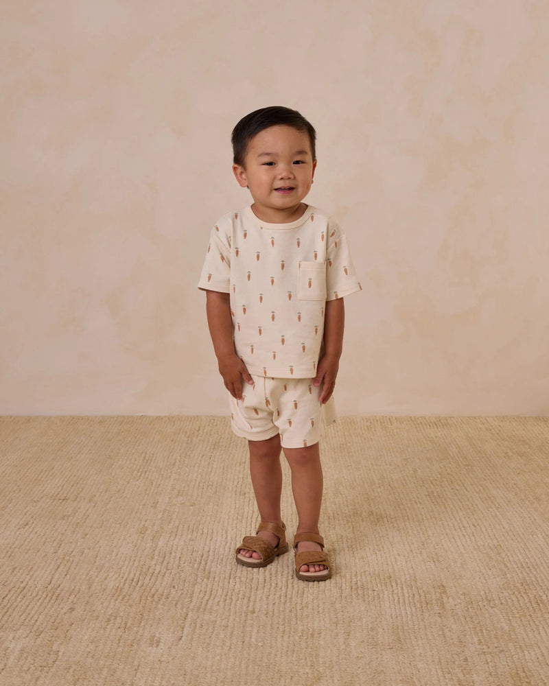Quincy Mae Boxy Pocket Tee and Short Set, Carrots - Flying Ryno