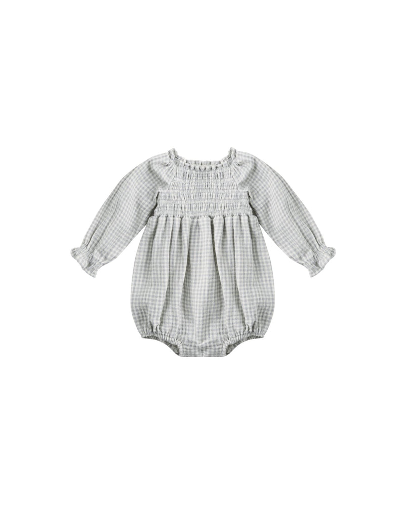 Quincy Mae Eden Romper, Blue Gingham - Flying Ryno