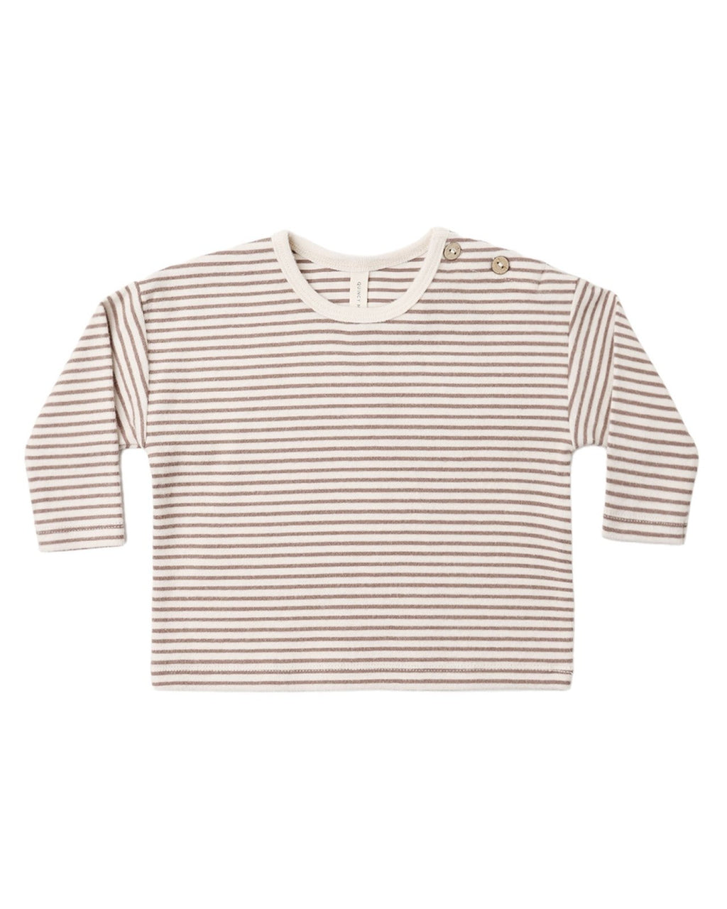 Quincy Mae Long Sleeve Tee and Drawstring Pant Set, Cocoa Microstripe - Flying Ryno
