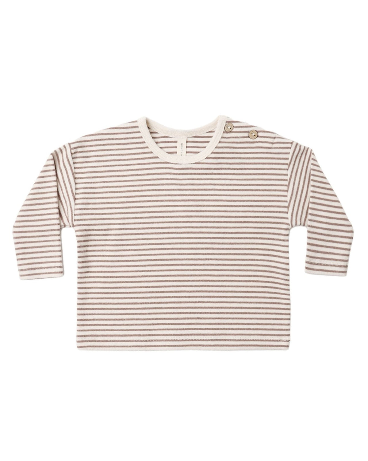 Quincy Mae Long Sleeve Tee and Drawstring Pant Set, Cocoa Microstripe - Flying Ryno