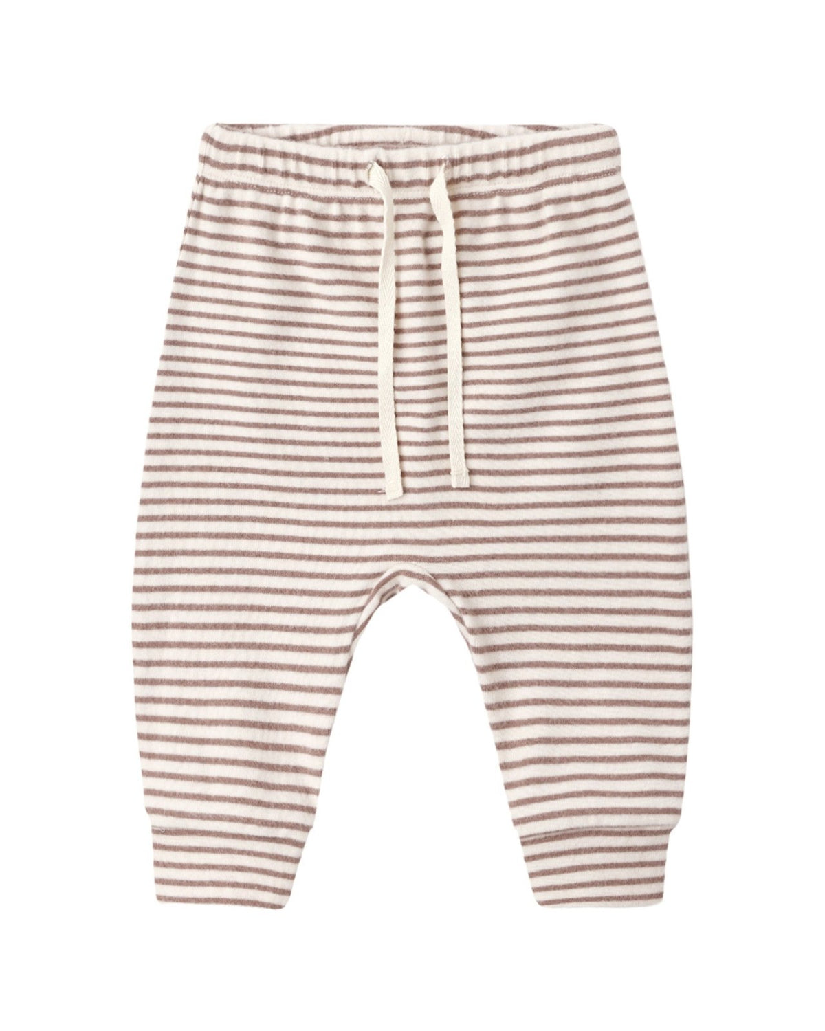 Quincy Mae Long Sleeve Tee and Drawstring Pant Set, Cocoa Microstripe - Flying Ryno