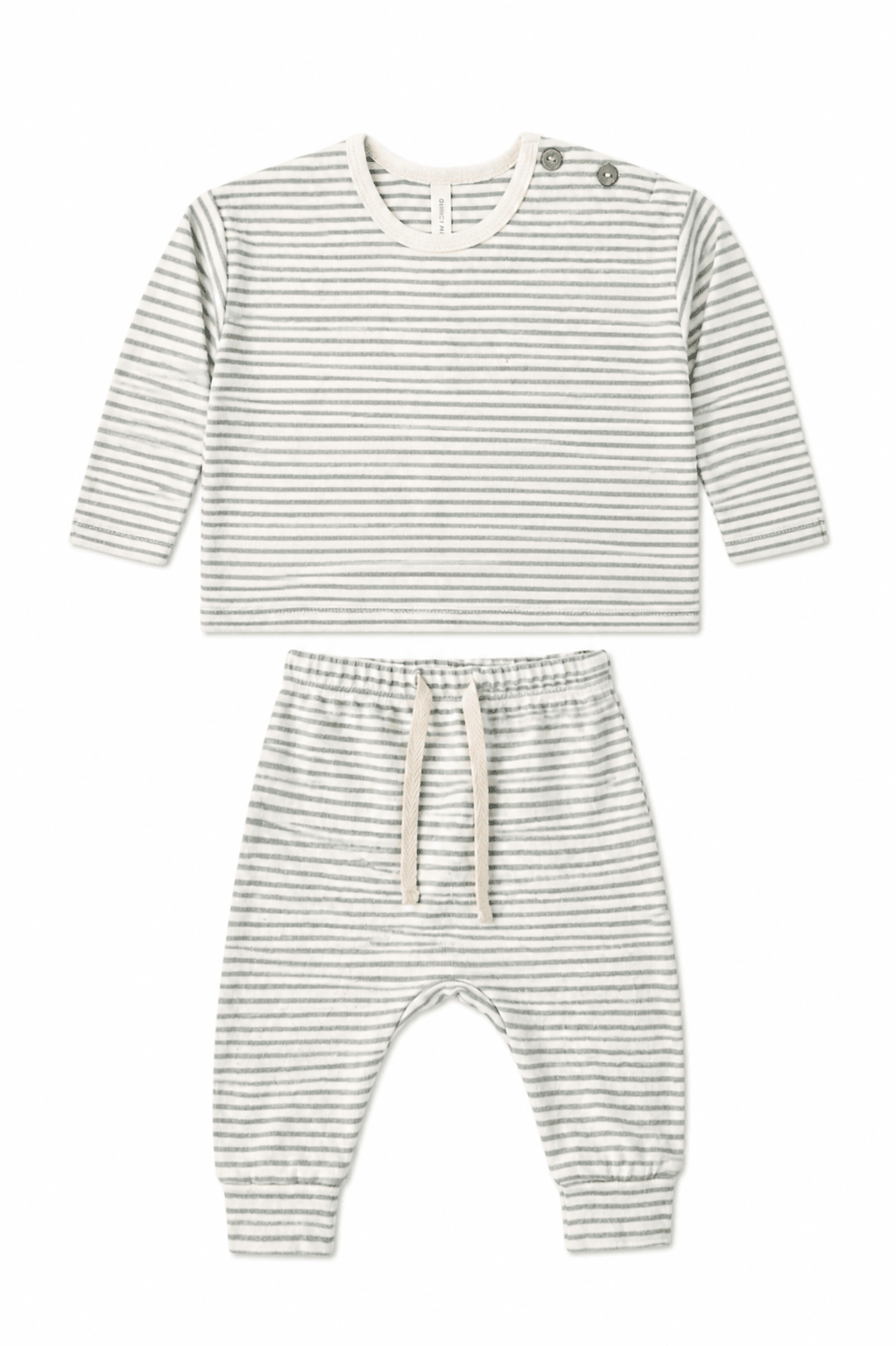 Quincy Mae Long Sleeve Tee and Drawstring Pant Set, Laurel Microstripe - Flying Ryno