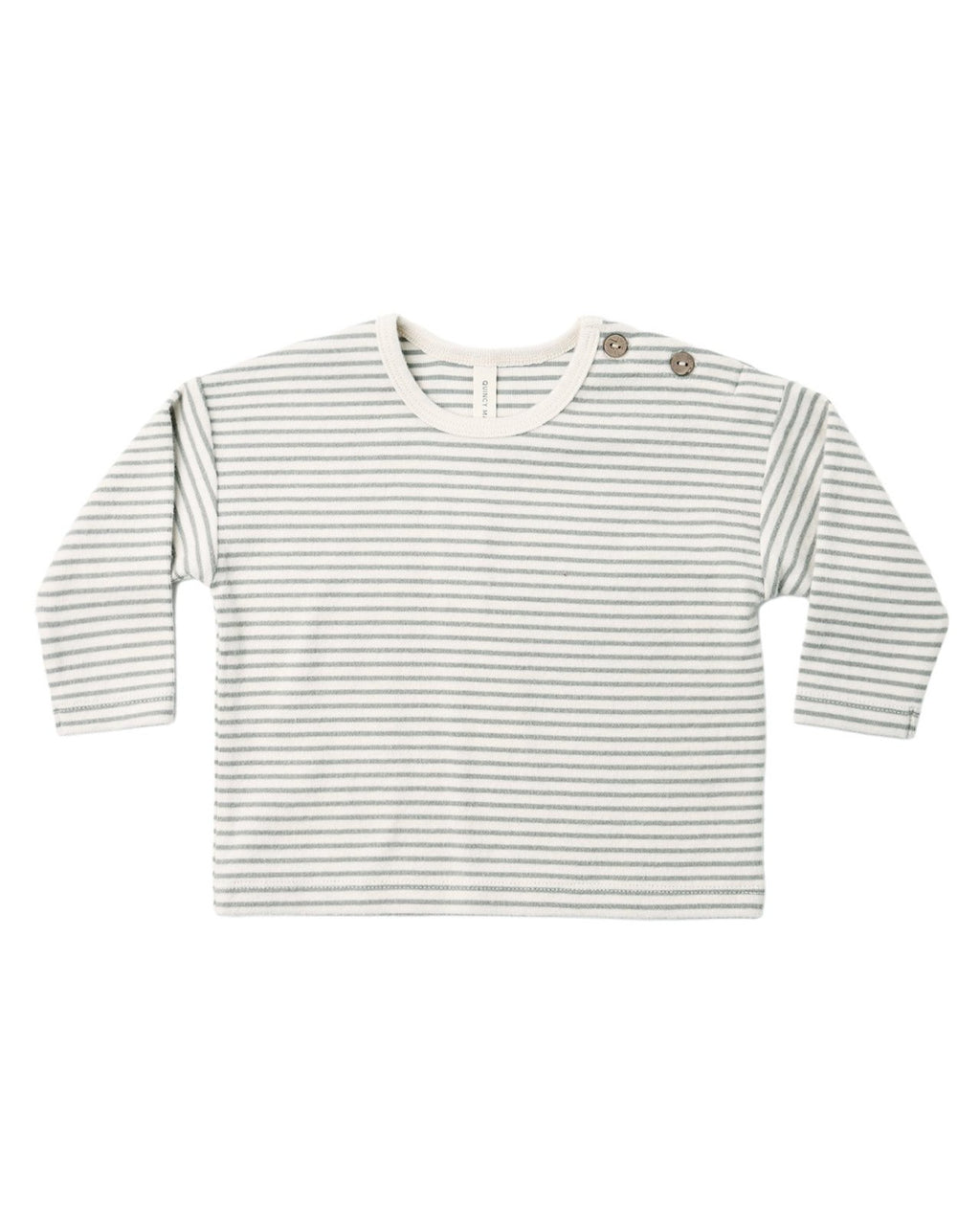 Quincy Mae Long Sleeve Tee and Drawstring Pant Set, Laurel Microstripe - Flying Ryno