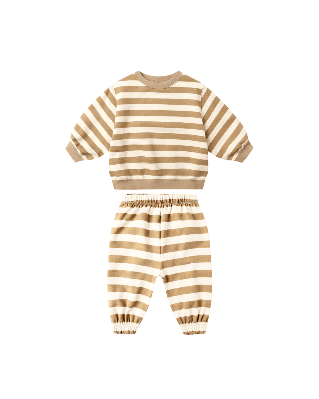 Quincy Mae Oversized Crew Sweatshirt and Sweatpants Set, Gold Stripe - Flying Ryno