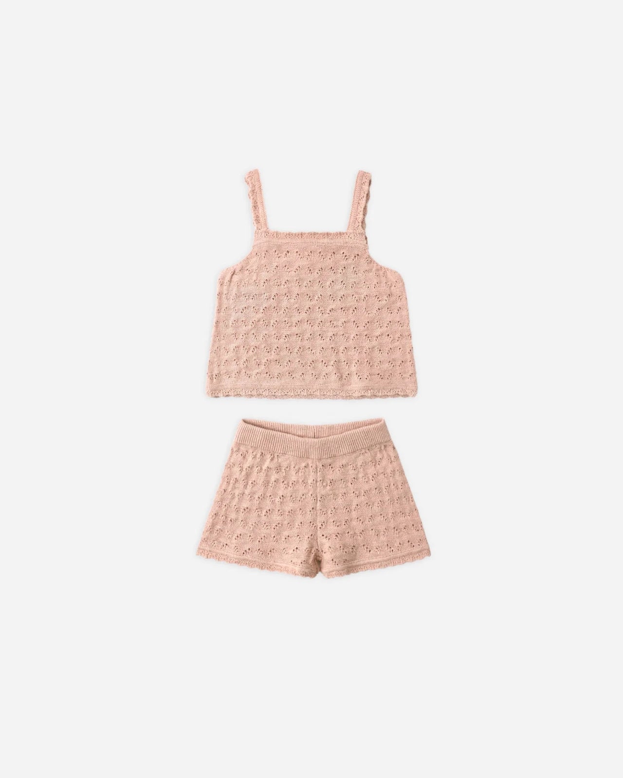 Quincy Mae Pointelle Knit Tank and Short Set, Melon - Flying Ryno