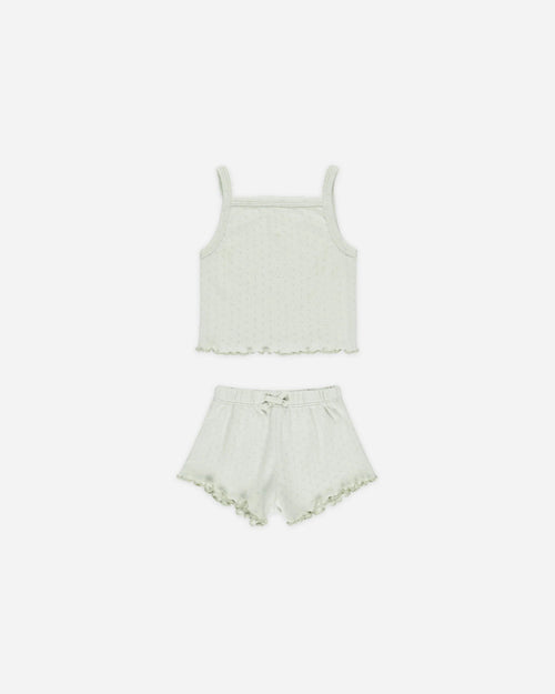 Quincy Mae Pointelle Tank and Shortie Set, Mint - Flying Ryno