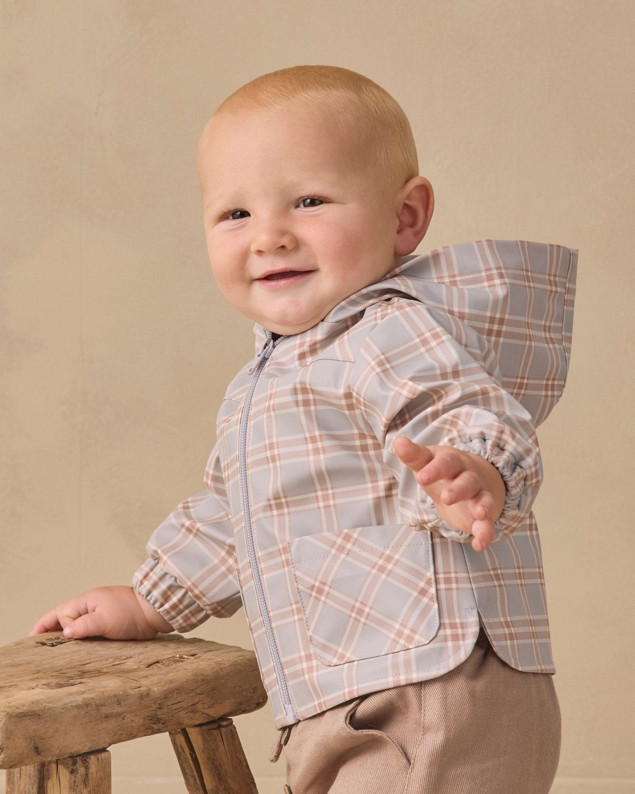 Quincy Mae Rain Coat, Blue Plaid - Flying Ryno