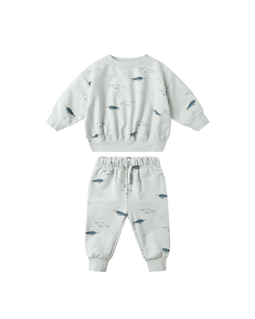 Quincy Mae Relaxed Fleece Sweatshirt and Sweatpants Set, Narwhals - Flying Ryno