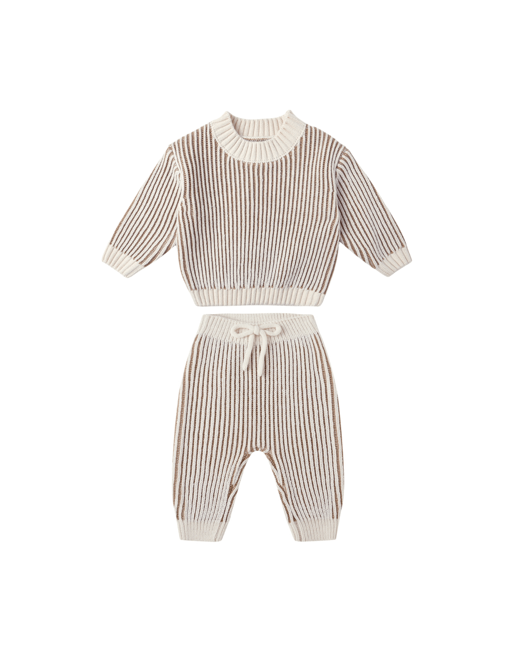 Quincy Mae Relaxed Knit Sweater and Chunky Knit Pant Set, Gold - Flying Ryno
