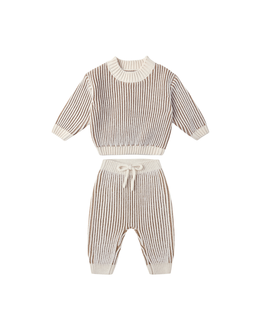Quincy Mae Relaxed Knit Sweater and Chunky Knit Pant Set, Gold - Flying Ryno