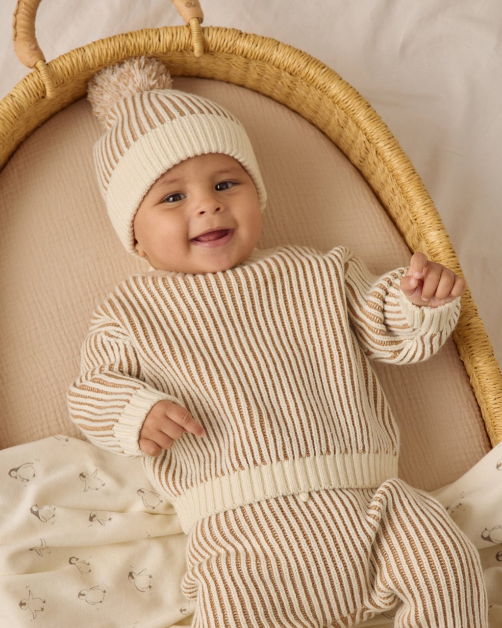 Quincy Mae Relaxed Knit Sweater and Chunky Knit Pant Set, Gold - Flying Ryno