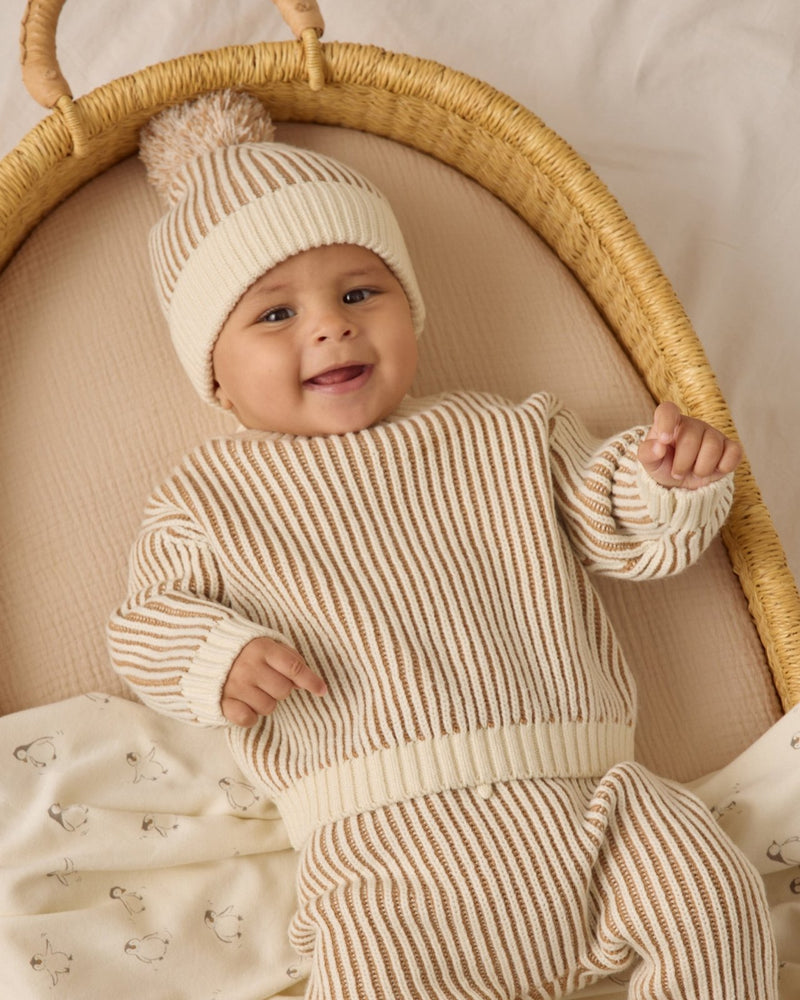 Quincy Mae Relaxed Knit Sweater and Chunky Knit Pant Set, Gold - Flying Ryno