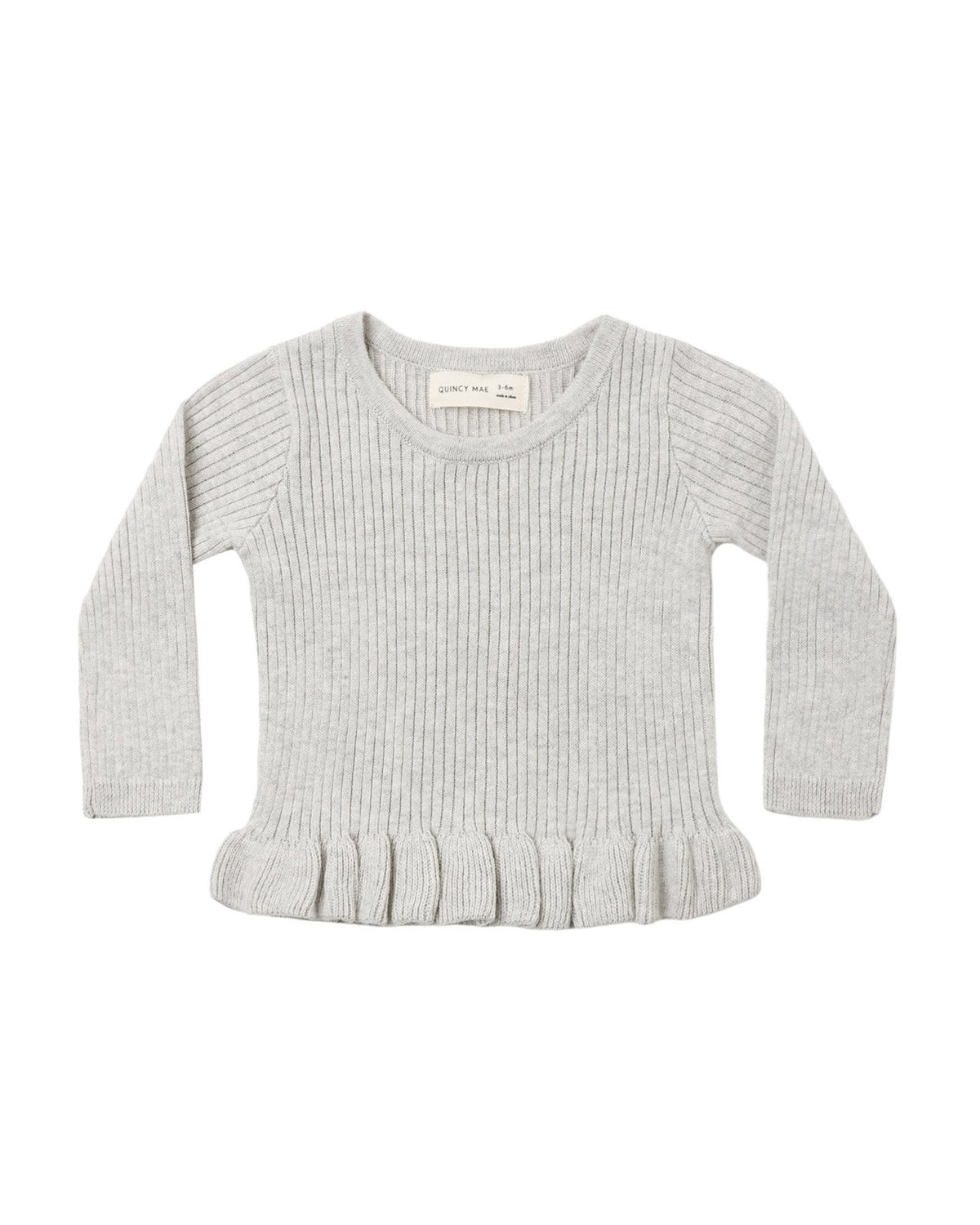 Quincy Mae Rib Knit Peplum Top and Legging Set, Heather Fog - Flying Ryno