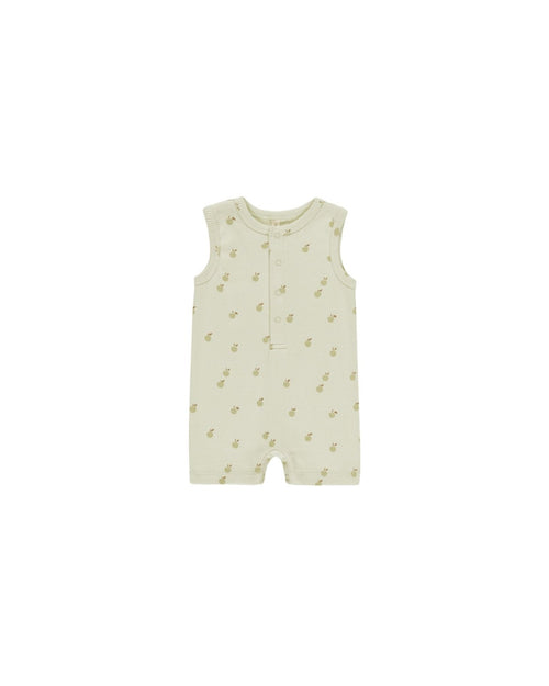 Quincy Mae Ribbed Henley Romper, Apples - Flying Ryno