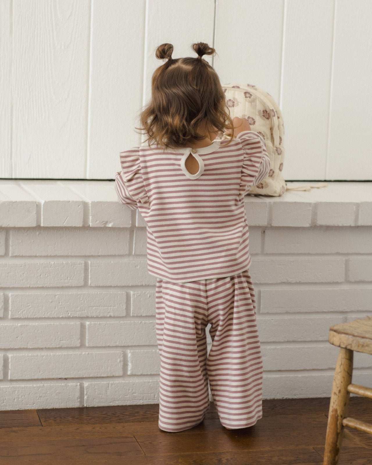 Quincy Mae Ruffle Cozy Set, Mulberry Stripe - Flying Ryno