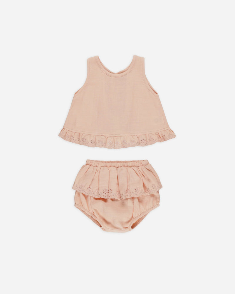 Quincy Mae Ruffled Tulip Top and Bloomer Set, Melon - Flying Ryno