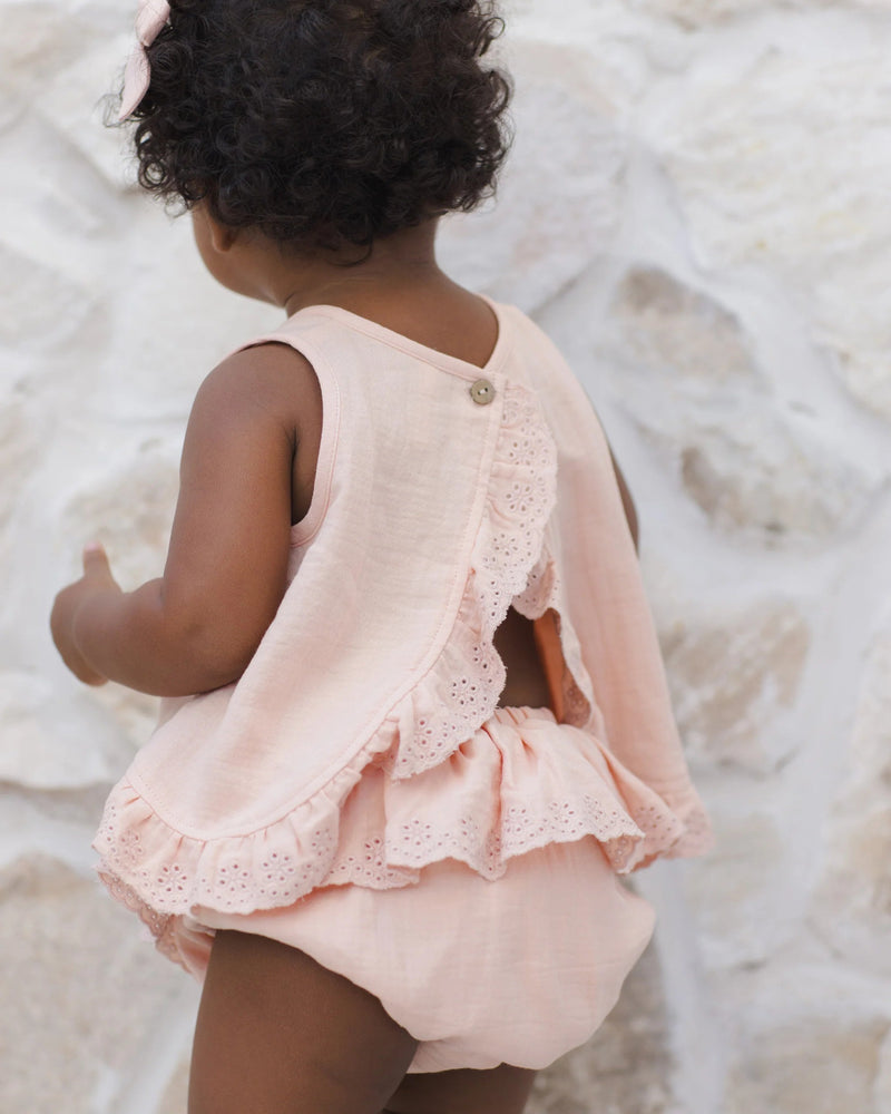 Quincy Mae Ruffled Tulip Top and Bloomer Set, Melon - Flying Ryno