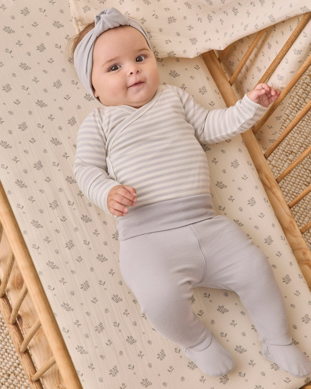 Quincy Mae Side Snap Bodysuit and Pant Set, Cloud Stripe - Flying Ryno