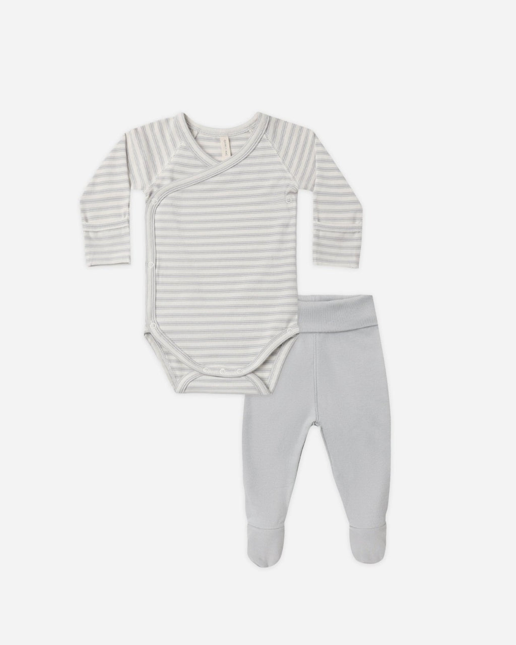 Quincy Mae Side Snap Bodysuit and Pant Set, Cloud Stripe - Flying Ryno