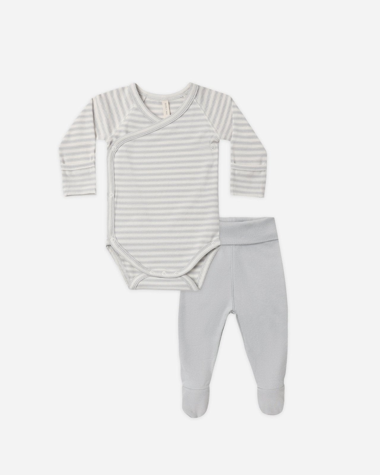 Quincy Mae Side Snap Bodysuit and Pant Set, Cloud Stripe - Flying Ryno