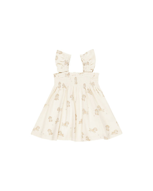 Quincy Mae Smocked Jersey Dress, Puppies - Flying Ryno