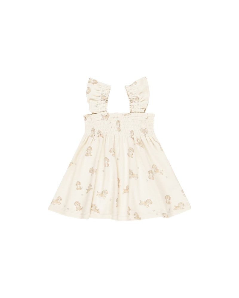 Quincy Mae Smocked Jersey Dress, Puppies - Flying Ryno