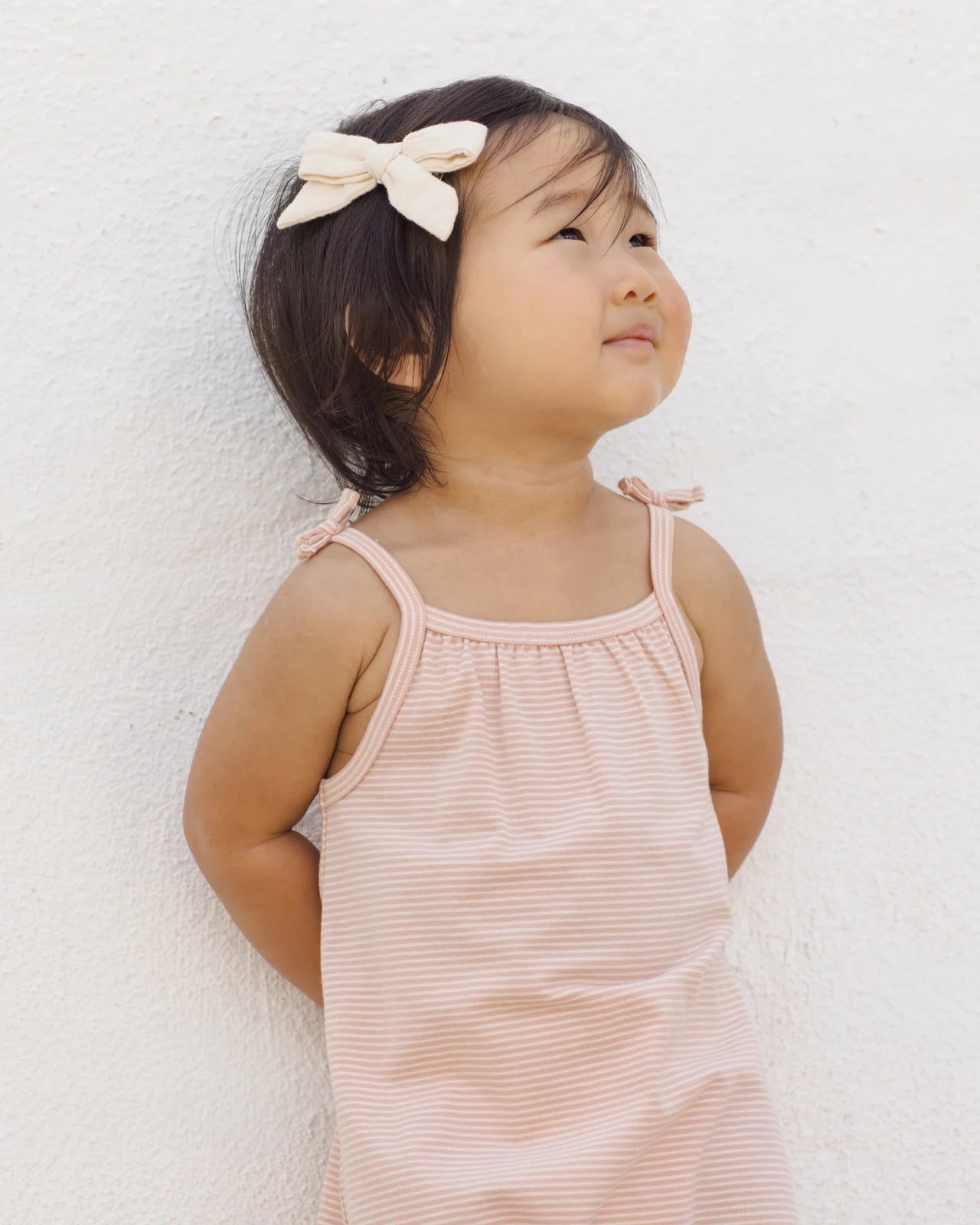 Quincy Mae Smocked Jumpsuit, Melon Micro Stripe - Flying Ryno