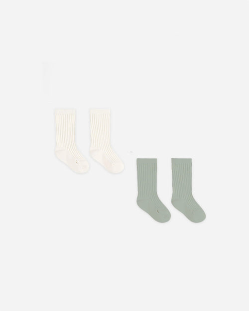 Quincy Mae Socks Set, Natural and Sage - Flying Ryno
