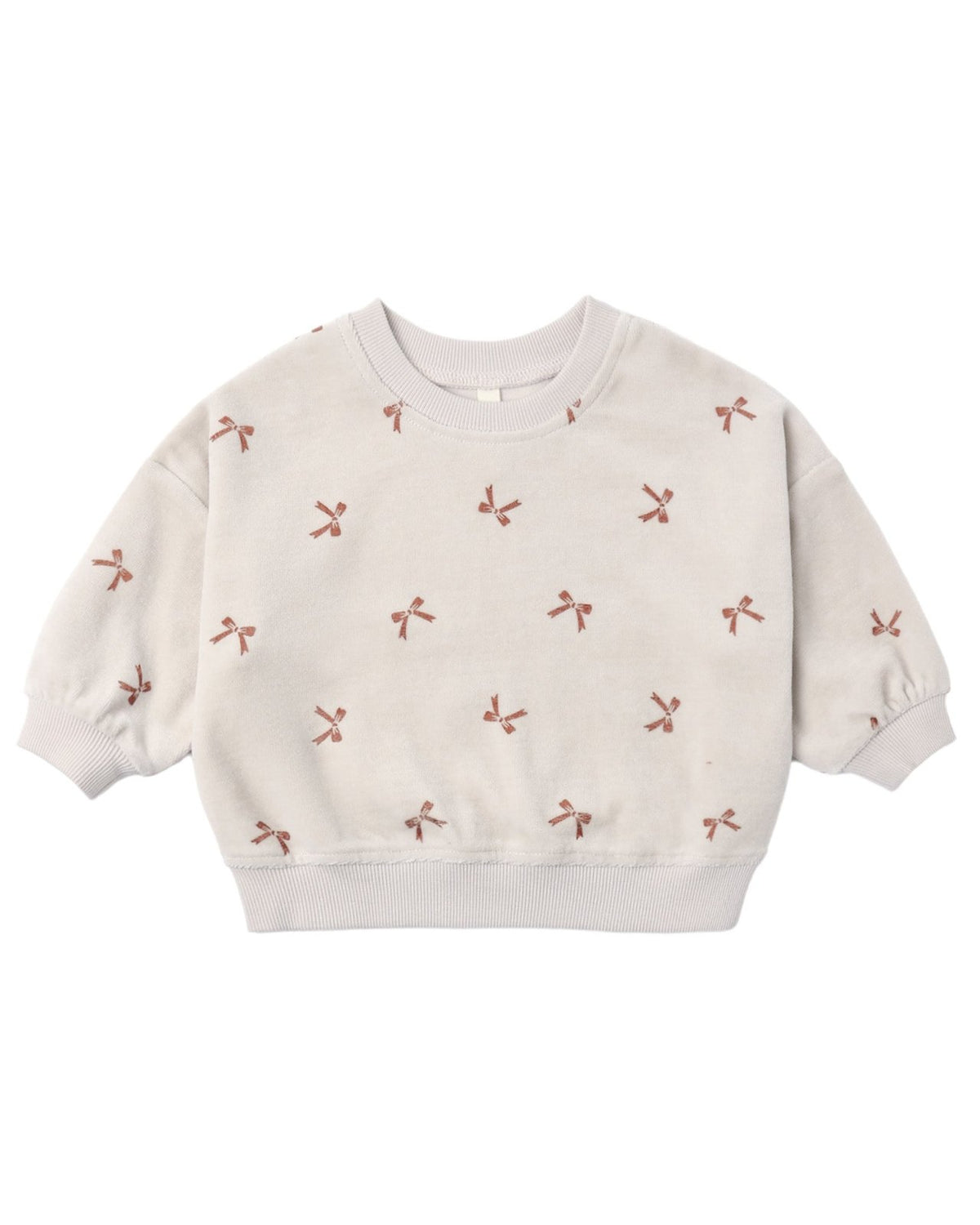Quincy Mae Velour Relaxed Sweatshirt and Sweatpant, Set, Red Bows - Flying Ryno