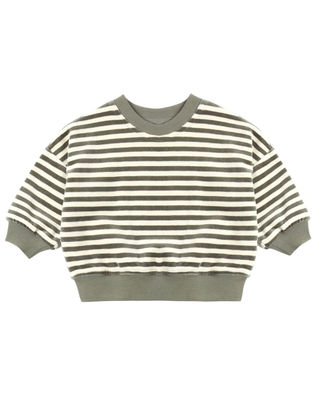Quincy Mae Velour Relaxed Sweatshirt and Sweatpant, Set, Spruce Stripe - Flying Ryno